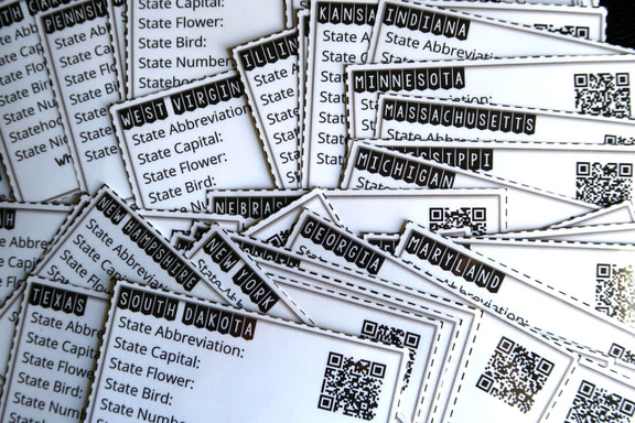 50 US states task cards with qr codes.