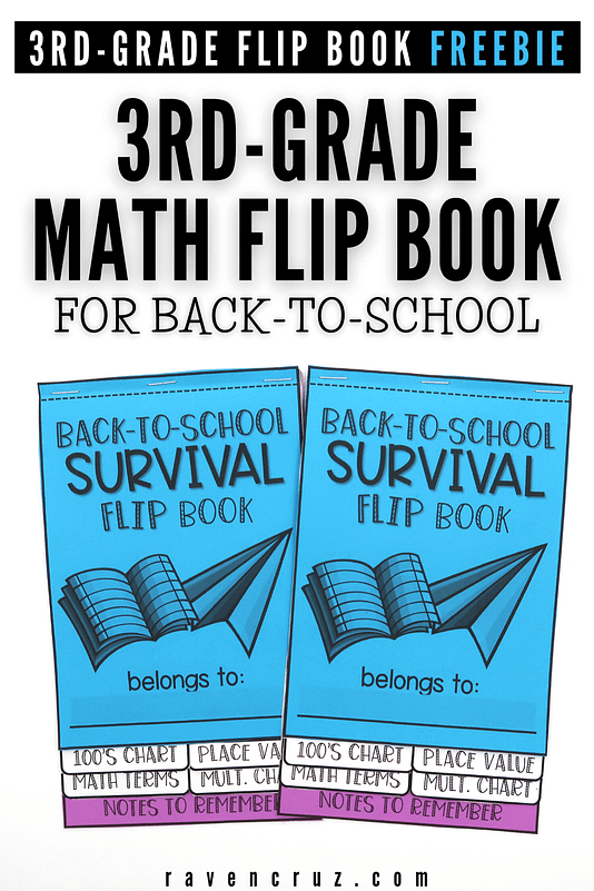 Back-to-school math survival flip book for the first day of 3rd-grade math.
