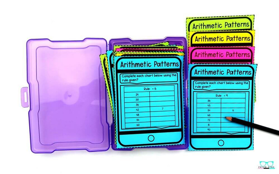 arithmetic pattern task cards for 3rd grade