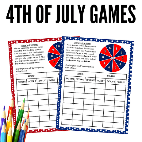 4th of July math activities for 3rd-grade and 4th grade.